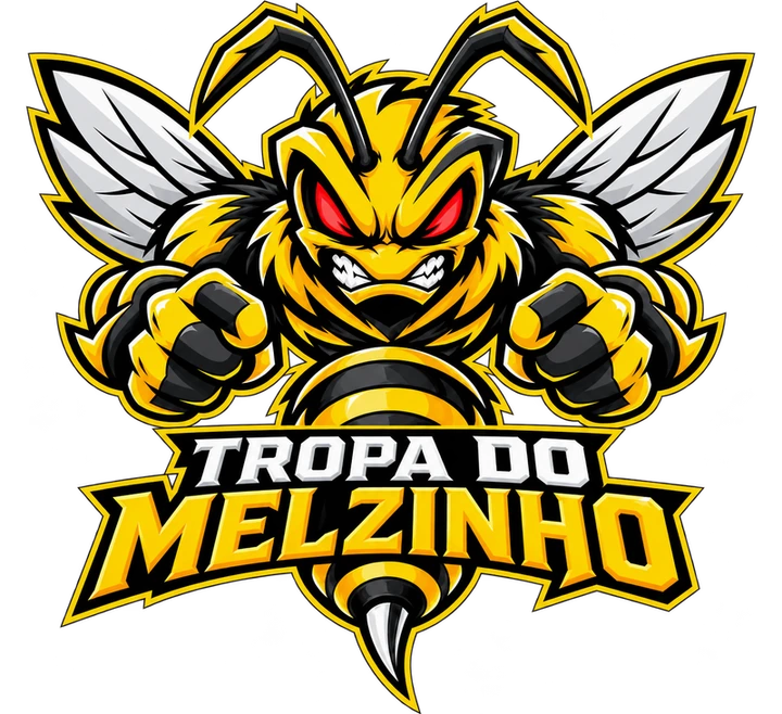 Logo Tropa do Melzinho: abelha furiosa com punhos fechados