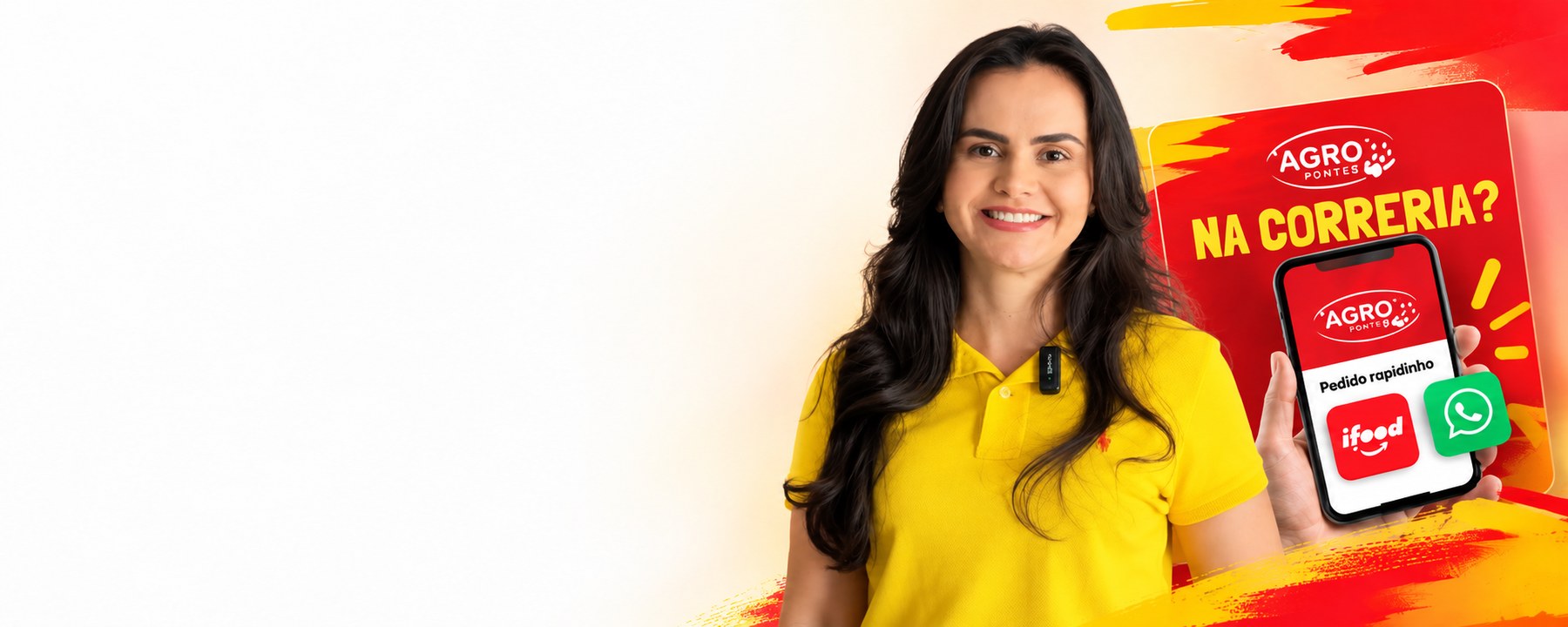 Colaboradora da Agro Pontes com a campanha Na correria? no celular
